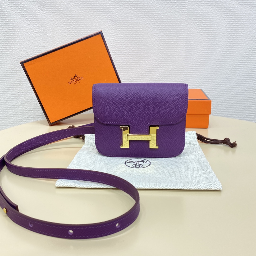 Hermes Constance Slim Wallet Belt Bag In Violet Epsom Leather